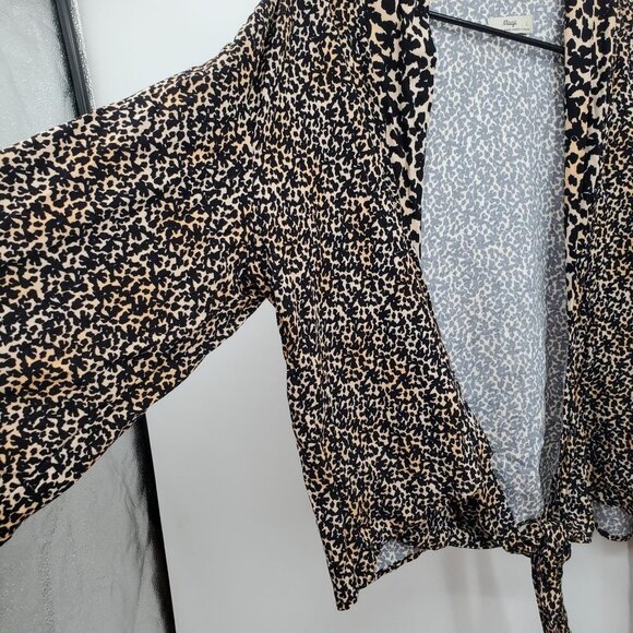 Maaji Tie Front Animal Print Long Sleeve Cover Up Top Women Size Large NWT - Picture 2 of 12